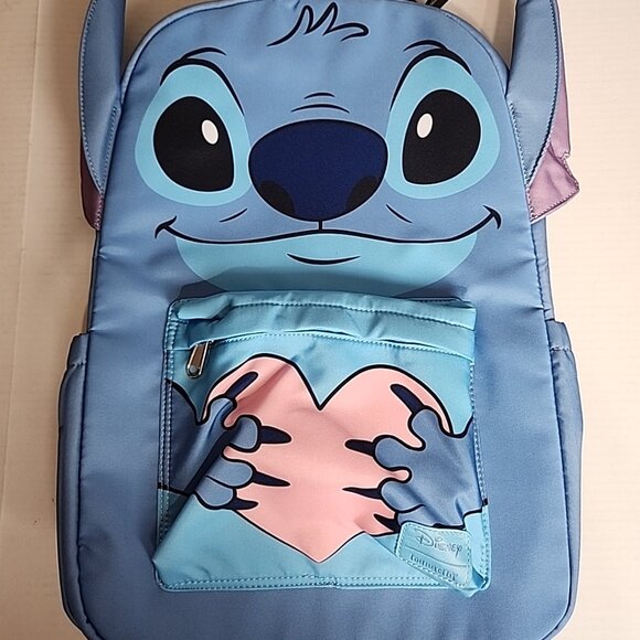 NWT Disney Loungefly Lilo & Stitch Clutching Heart Backpack Full Size School - Picture 1 of 13